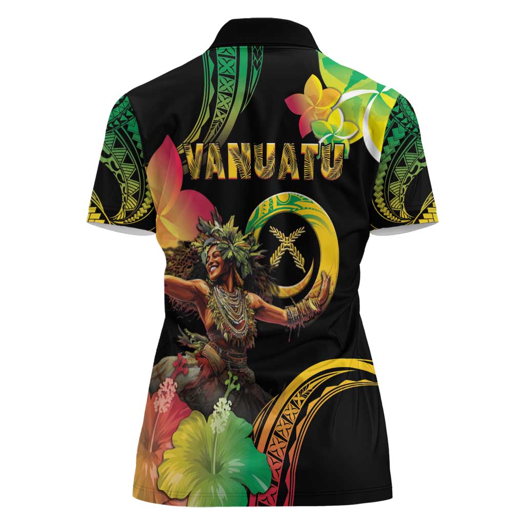 Halo Vanuatu Women Polo Shirt Beautiful Woman Dancing LT05 - Polynesian Pride