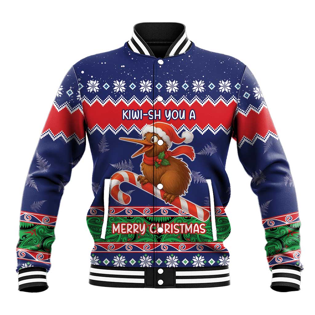 New Zealand Christmas Baseball Jacket Kiwi-sh You A Merry Christmas - Polynesian Pride