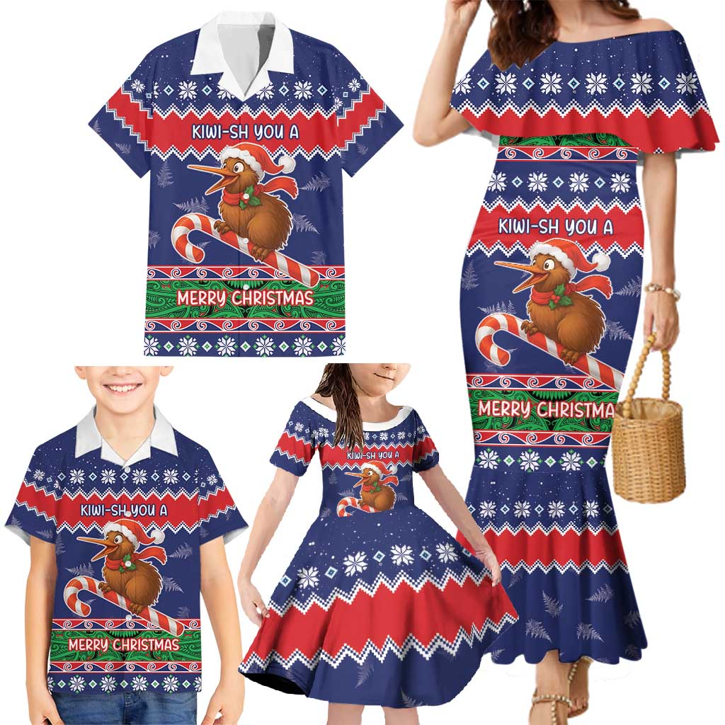 New Zealand Christmas Family Matching Mermaid Dress and Hawaiian Shirt Kiwi-sh You A Merry Christmas - Polynesian Pride
