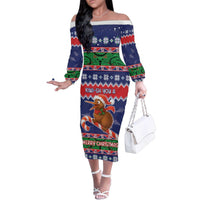 New Zealand Christmas Family Matching Off The Shoulder Long Sleeve Dress and Hawaiian Shirt Kiwi-sh You A Merry Christmas - Polynesian Pride