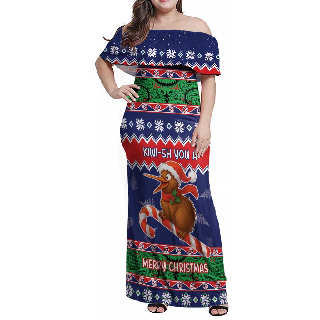 New Zealand Christmas Family Matching Off Shoulder Maxi Dress and Hawaiian Shirt Kiwi-sh You A Merry Christmas - Polynesian Pride