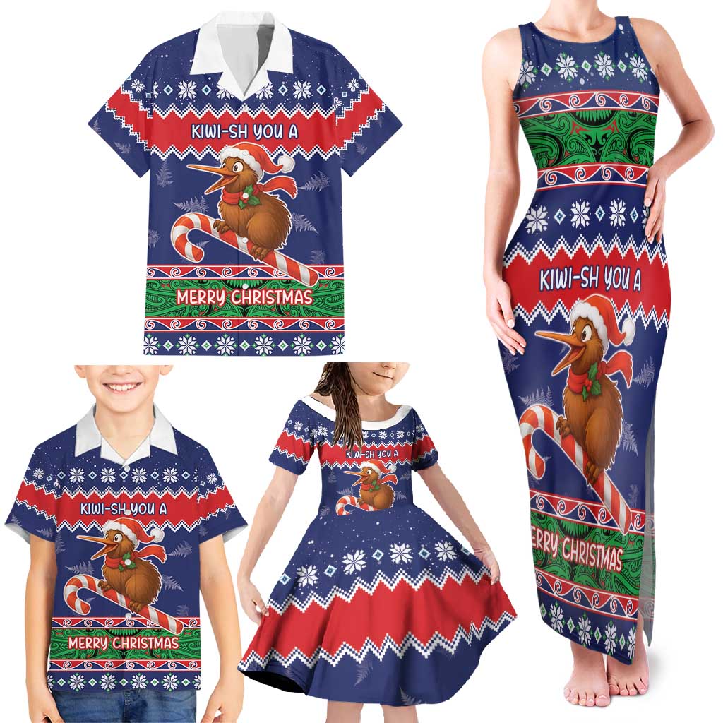 New Zealand Christmas Family Matching Tank Maxi Dress and Hawaiian Shirt Kiwi-sh You A Merry Christmas - Polynesian Pride