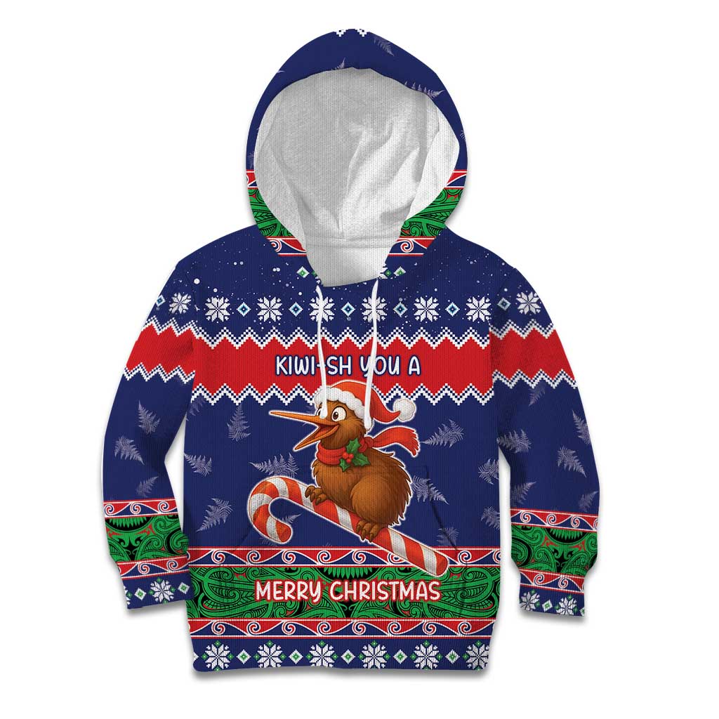 New Zealand Christmas Kid Hoodie Kiwi-sh You A Merry Christmas - Polynesian Pride