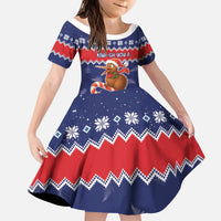 New Zealand Christmas Kid Short Sleeve Dress Kiwi-sh You A Merry Christmas - Polynesian Pride