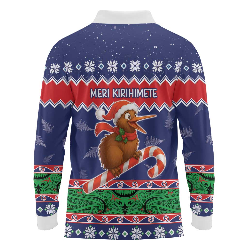 New Zealand Christmas Long Sleeve Polo Shirt Kiwi-sh You A Merry Christmas - Polynesian Pride
