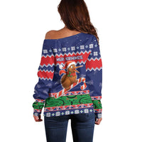 New Zealand Christmas Off Shoulder Sweater Kiwi-sh You A Merry Christmas - Polynesian Pride