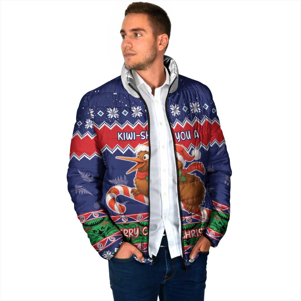 New Zealand Christmas Padded Jacket Kiwi-sh You A Merry Christmas - Polynesian Pride