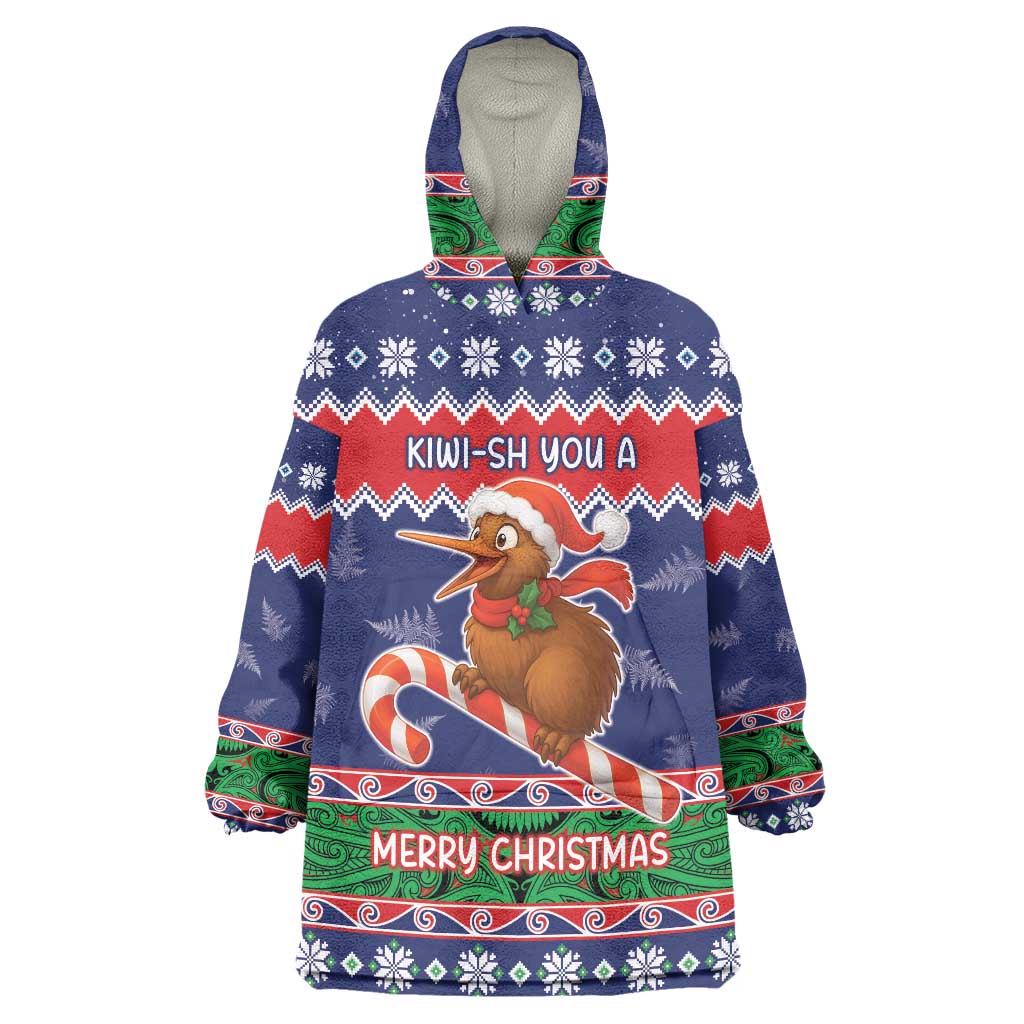 New Zealand Christmas Wearable Blanket Hoodie Kiwi-sh You A Merry Christmas - Polynesian Pride