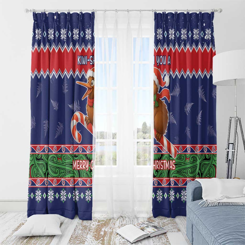 New Zealand Christmas Window Curtain Kiwi-sh You A Merry Christmas - Polynesian Pride
