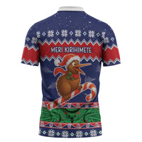 New Zealand Christmas Zipper Polo Shirt Kiwi-sh You A Merry Christmas - Polynesian Pride
