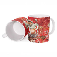 Hawaii Funny Christmas Ceramic Mug Santa Surfing With Tapa Pattern - Polynesian Pride