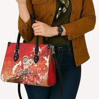 Hawaii Funny Christmas Leather Bag Santa Surfing With Tapa Pattern - Polynesian Pride