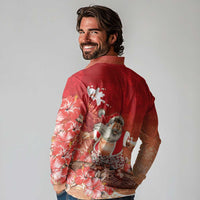 Hawaii Funny Christmas Long Sleeve Polo Shirt Santa Surfing With Tapa Pattern - Polynesian Pride