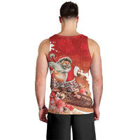 Hawaii Funny Christmas Men Tank Top Santa Surfing With Tapa Pattern - Polynesian Pride