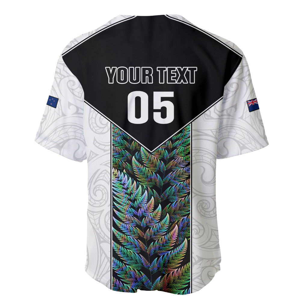Custom New Zealand Fern Rugby Baseball Jersey World Cup 2023 Paua Shell Maori Pattern LT05 - Polynesian Pride