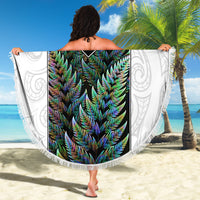 New Zealand Fern Rugby Beach Blanket World Cup 2023 Paua Shell Maori Pattern LT05 - Wonder Print Shop