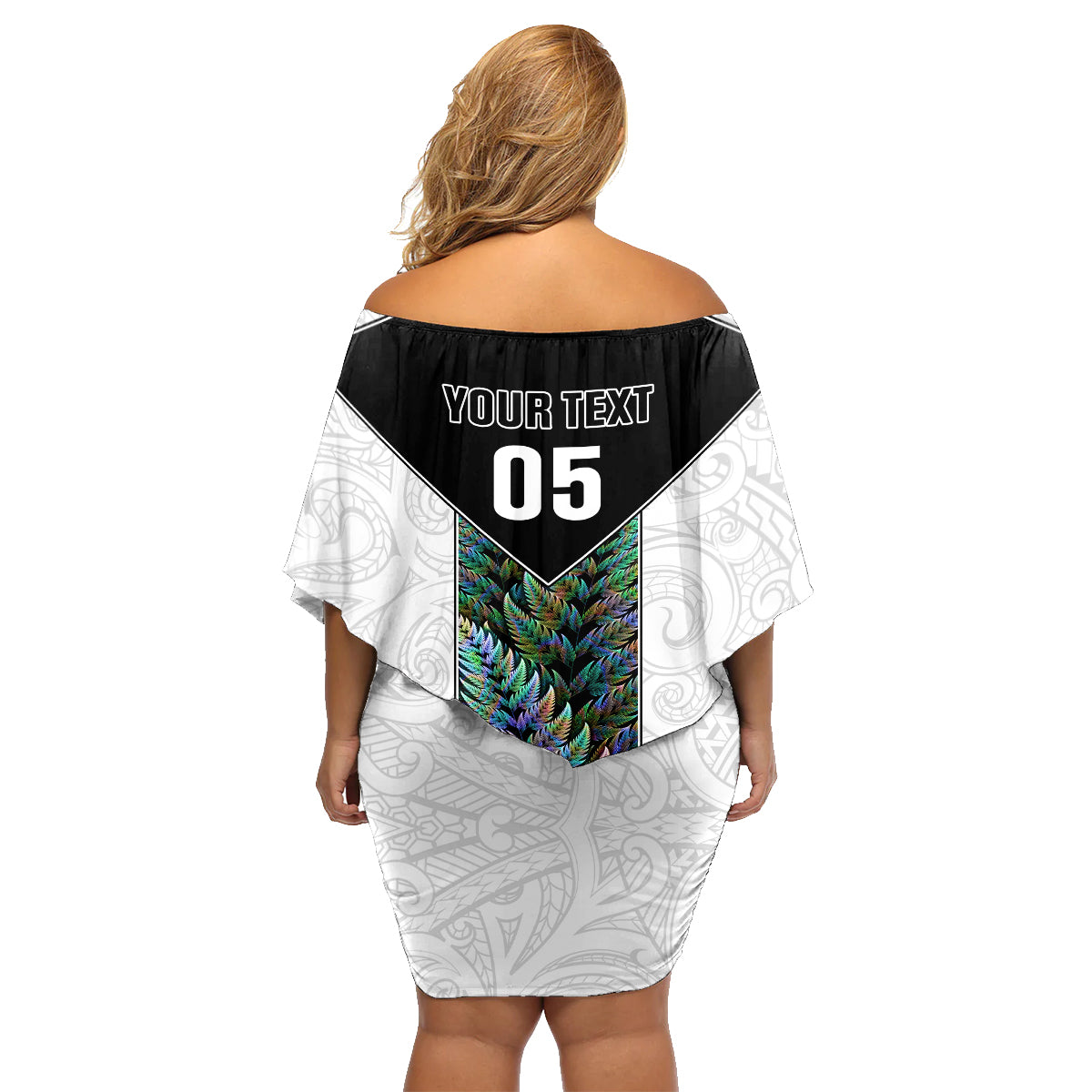 Custom New Zealand Fern Rugby Family Matching Off Shoulder Short Dress and Hawaiian Shirt World Cup 2023 Paua Shell Maori Pattern LT05 - Polynesian Pride