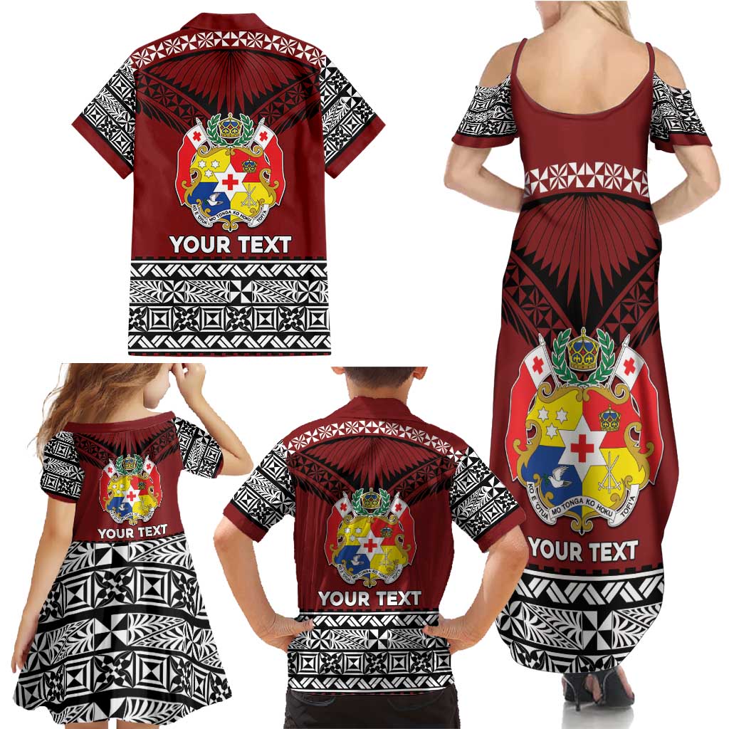 Personalised Tonga Constitution Day Family Matching Summer Maxi Dress and Hawaiian Shirt Tongan Kupesi Ngatu Pattern LT05 - Polynesian Pride