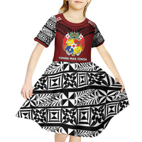 Personalised Tonga Constitution Day Kid Short Sleeve Dress Tongan Kupesi Ngatu Pattern LT05 - Polynesian Pride