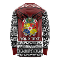Personalised Tonga Constitution Day Long Sleeve Shirt Tongan Kupesi Ngatu Pattern