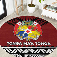 Tonga Constitution Day Round Carpet Tongan Kupesi Ngatu Pattern LT05 Red - Polynesian Pride