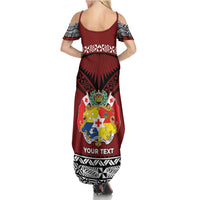 Personalised Tonga Constitution Day Summer Maxi Dress Tongan Kupesi Ngatu Pattern