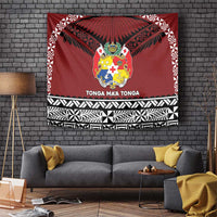 Tonga Constitution Day Tapestry Tongan Kupesi Ngatu Pattern LT05 Red - Polynesian Pride