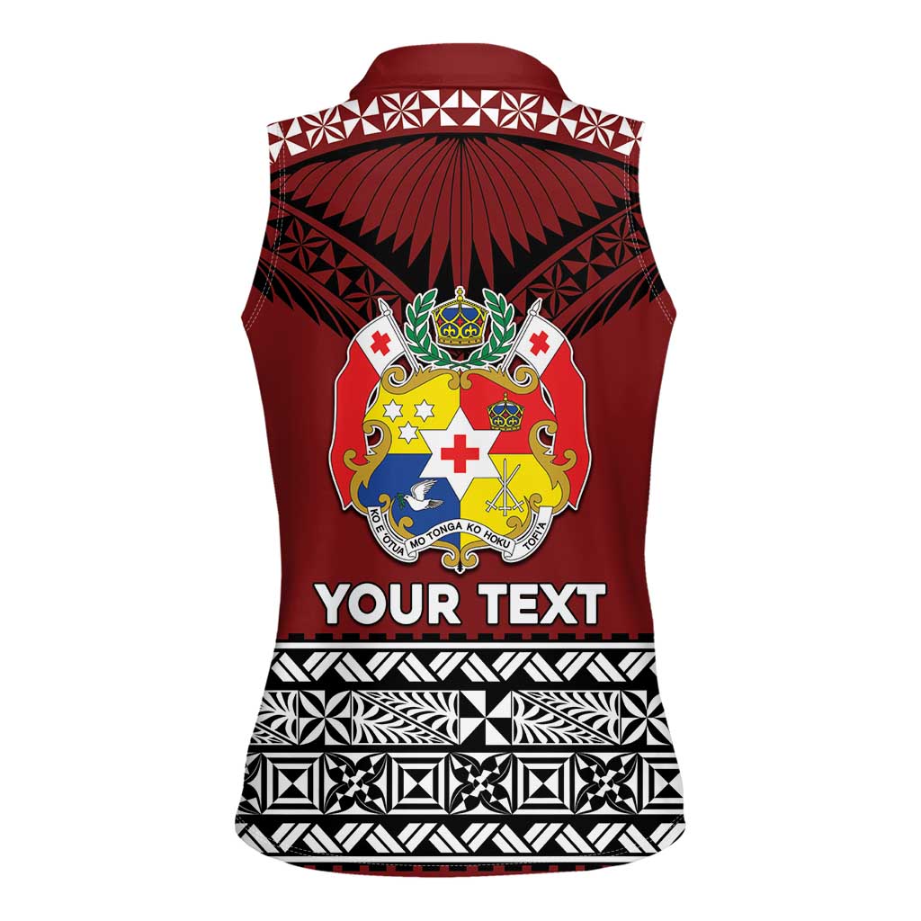 Personalised Tonga Constitution Day Women Sleeveless Polo Shirt Tongan Kupesi Ngatu Pattern LT05 - Polynesian Pride