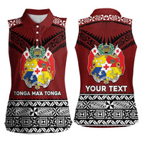 Personalised Tonga Constitution Day Women Sleeveless Polo Shirt Tongan Kupesi Ngatu Pattern LT05 - Polynesian Pride