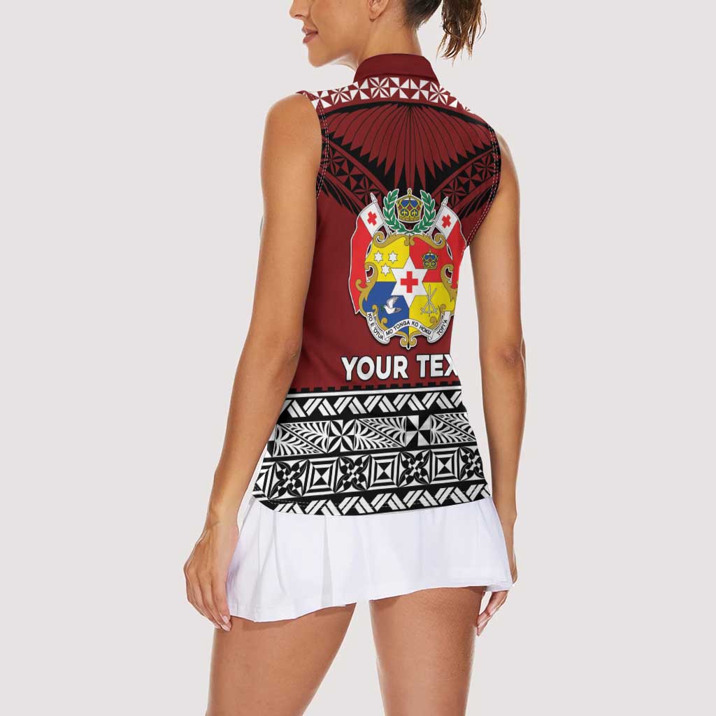 Personalised Tonga Constitution Day Women Sleeveless Polo Shirt Tongan Kupesi Ngatu Pattern LT05 - Polynesian Pride