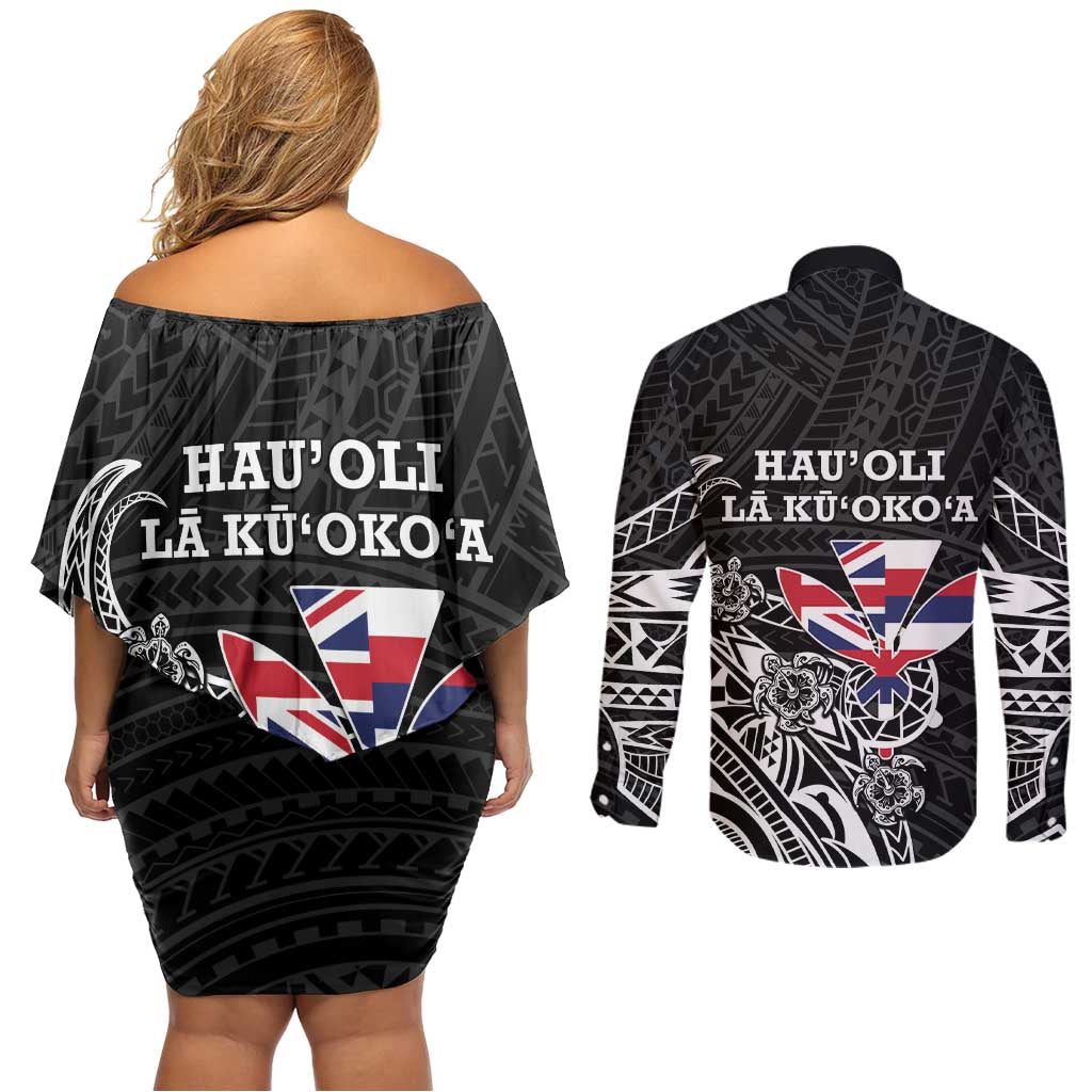 Hawaii November 28th Is My Independence Day Couples Matching Off Shoulder Short Dress and Long Sleeve Button Shirt LT05 - Polynesian Pride
