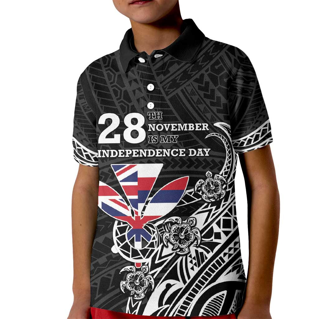 Hawaii November 28th Is My Independence Day Kid Polo Shirt LT05 Kid Black - Polynesian Pride