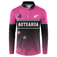 Custom New Zealand Women Cricket Button Sweatshirt Pink Simple Style