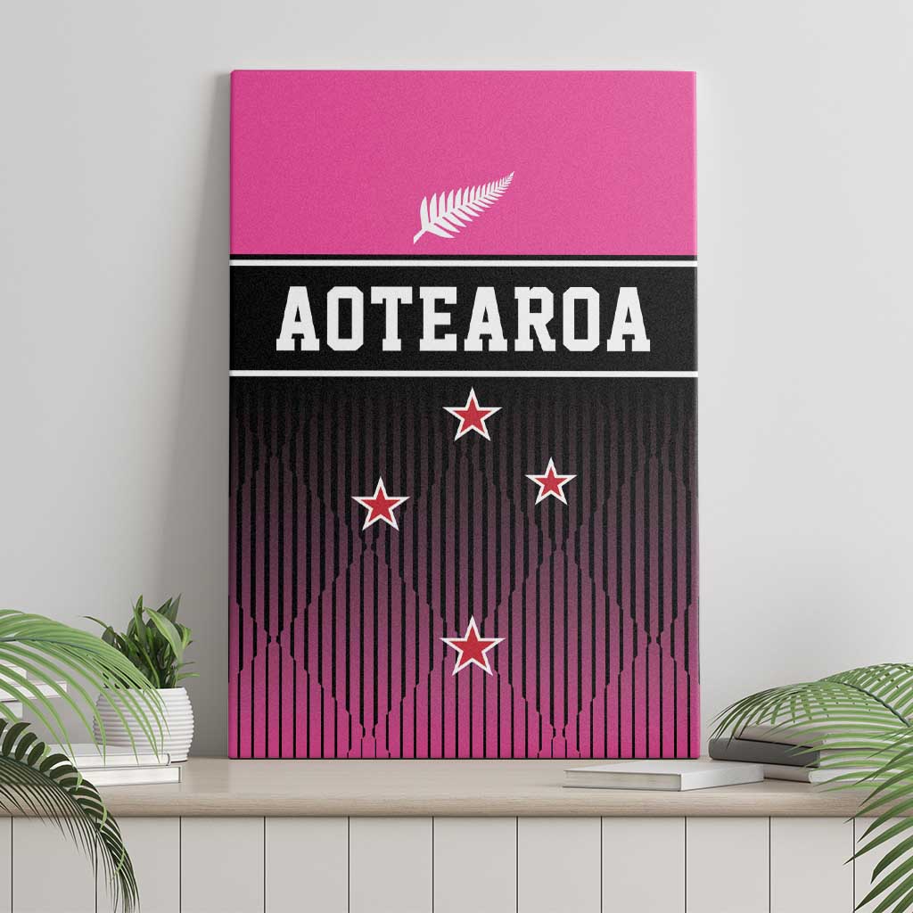 New Zealand Women Cricket Canvas Wall Art Pink Simple Style