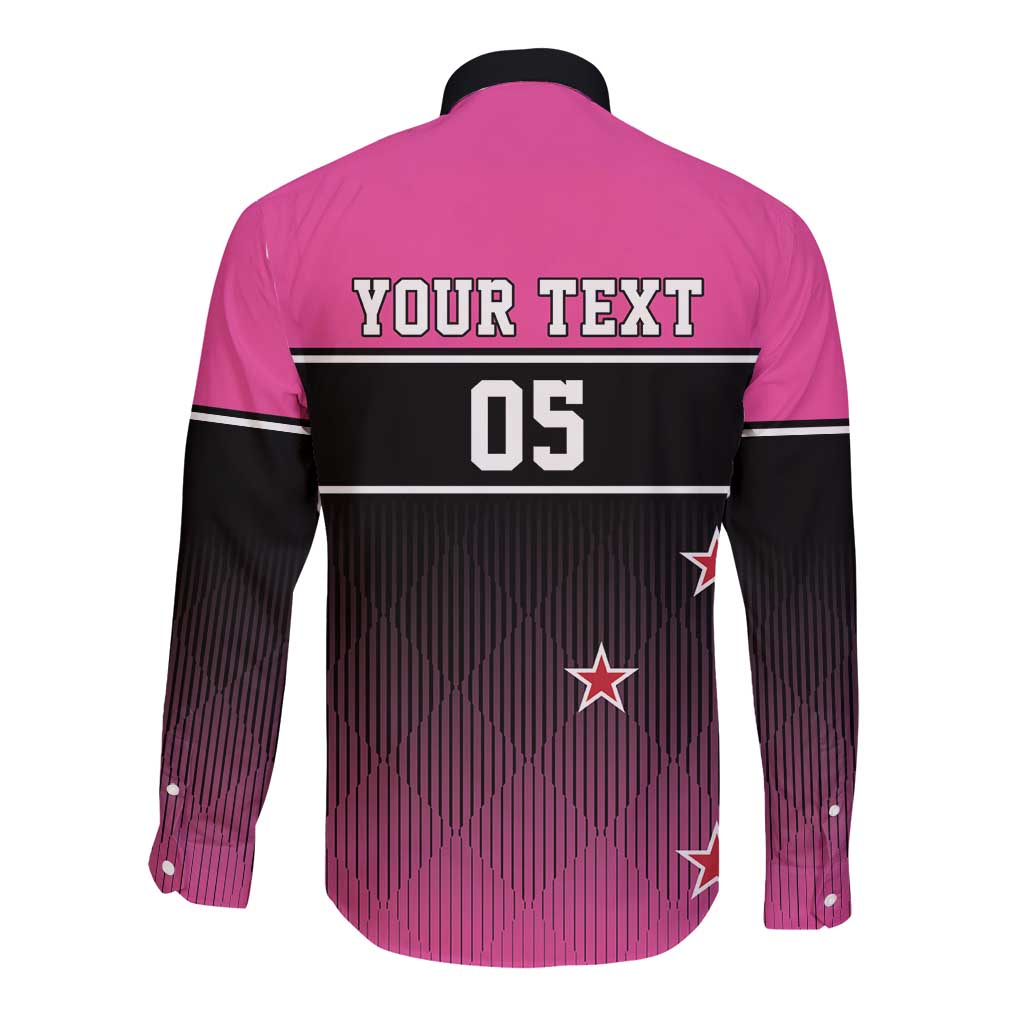 Custom New Zealand Women Cricket Long Sleeve Button Shirt Pink Simple Style LT05 - Polynesian Pride