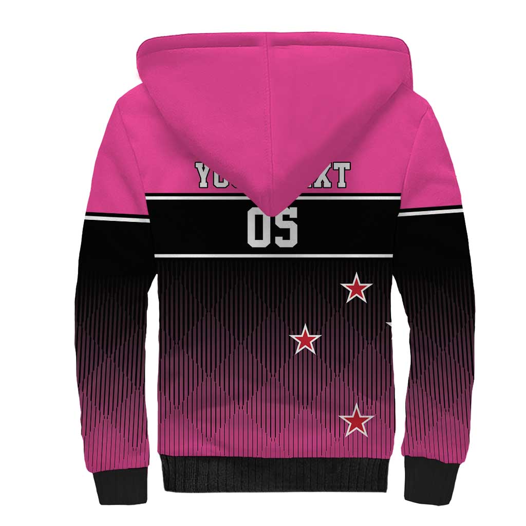 Custom New Zealand Women Cricket Sherpa Hoodie Pink Simple Style
