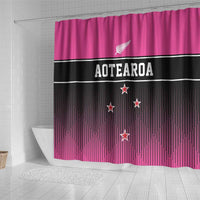 New Zealand Women Cricket Shower Curtain Pink Simple Style