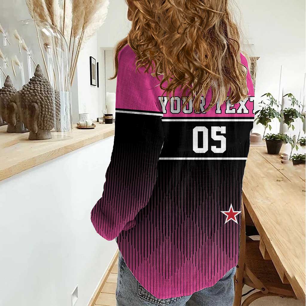Custom New Zealand Women Cricket Women Casual Shirt Pink Simple Style