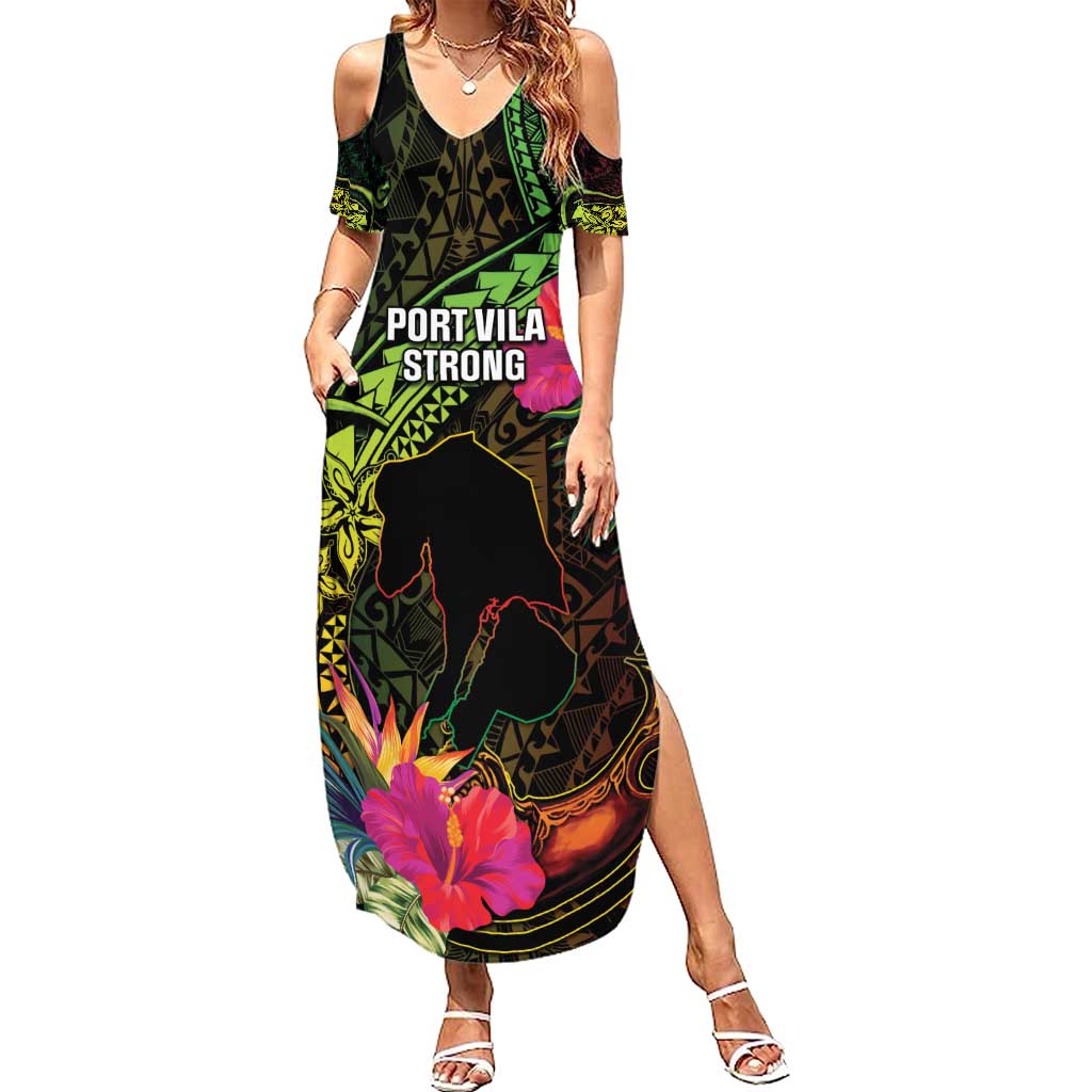 Vanuatu Family Matching Summer Maxi Dress and Hawaiian Shirt Be Strong Pray For Port Vila