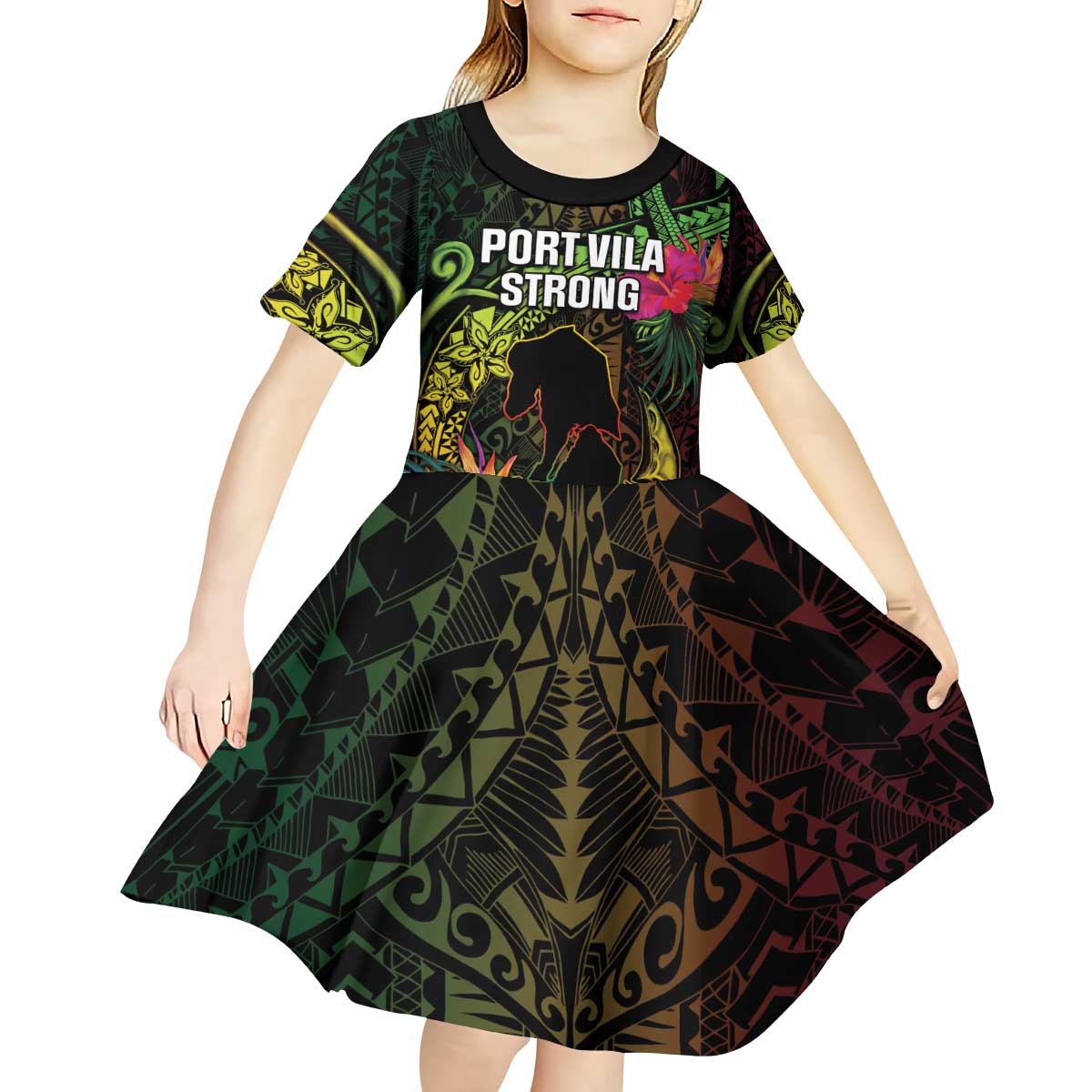 Vanuatu Kid Short Sleeve Dress Be Strong Pray For Port Vila