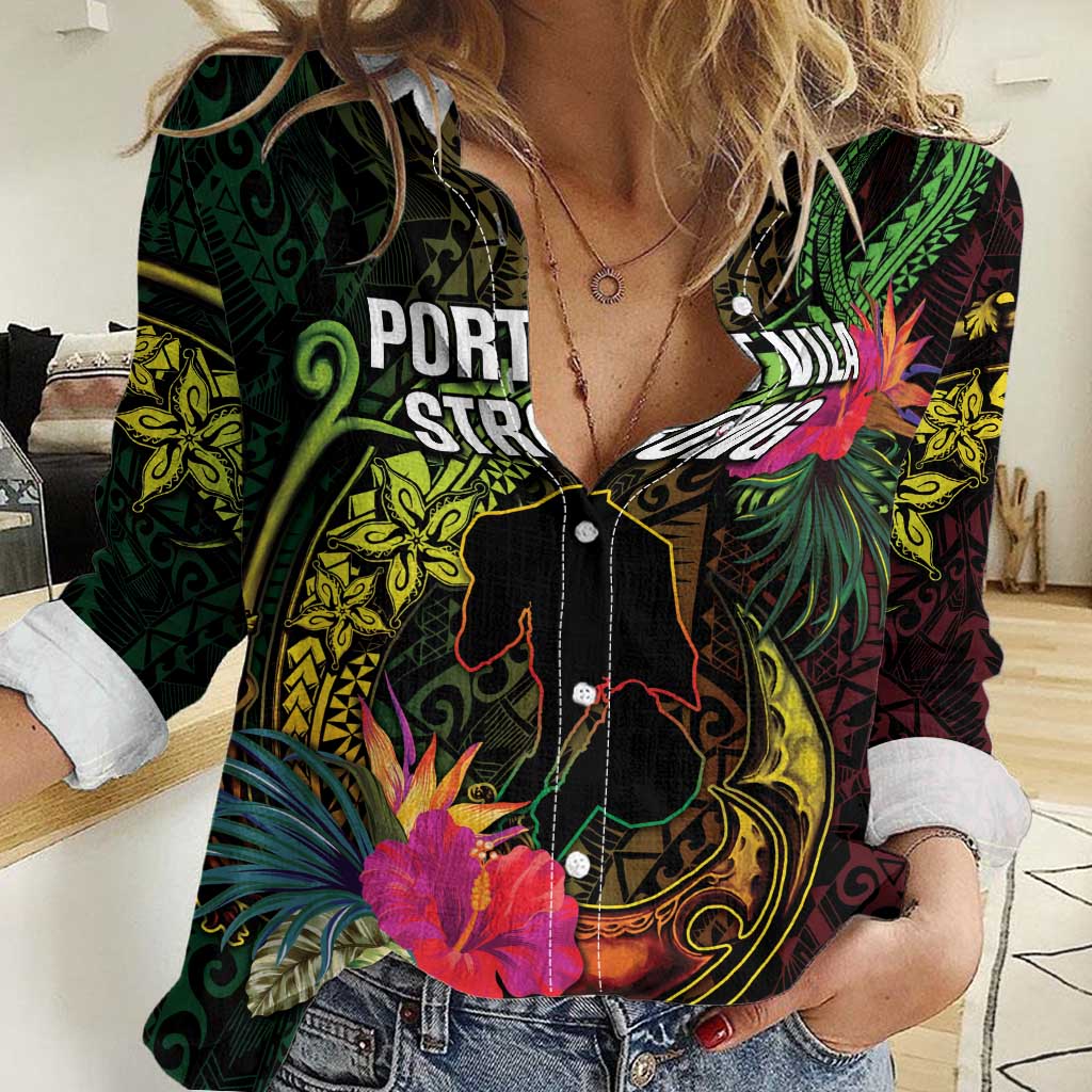 Vanuatu Women Casual Shirt Be Strong Pray For Port Vila