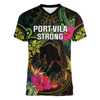 Vanuatu Women V-Neck T-Shirt Be Strong Pray For Port Vila LT05 Female Black - Polynesian Pride