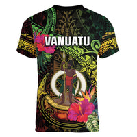 Vanuatu Women V-Neck T-Shirt Be Strong Pray For Port Vila LT05 - Polynesian Pride