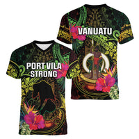 Vanuatu Women V-Neck T-Shirt Be Strong Pray For Port Vila LT05 - Polynesian Pride