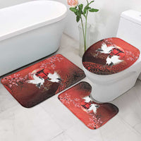 Hawaii and Japan Together Bathroom Set Polynesian Art Tattoo With Cranes And Sakura LT05 - Polynesian Pride