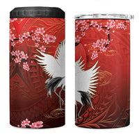 Hawaii and Japan Together 4 in 1 Can Cooler Tumbler Polynesian Art Tattoo With Cranes And Sakura LT05 One Size: 16 oz Red - Polynesian Pride