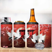 Hawaii and Japan Together 4 in 1 Can Cooler Tumbler Polynesian Art Tattoo With Cranes And Sakura LT05 - Polynesian Pride