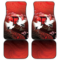 Hawaii and Japan Together Car Mats Polynesian Art Tattoo With Cranes And Sakura LT05 - Polynesian Pride