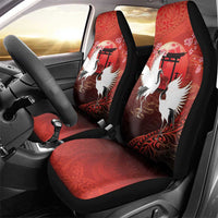 Hawaii and Japan Together Car Seat Cover Polynesian Art Tattoo With Cranes And Sakura LT05 - Polynesian Pride