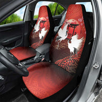 Hawaii and Japan Together Car Seat Cover Polynesian Art Tattoo With Cranes And Sakura LT05 - Polynesian Pride